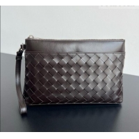 Shop Discount Bottega Veneta Men's Intrecciato Prism Pouch in Intrecciato Leather 795712 Chocolate Brown 2026