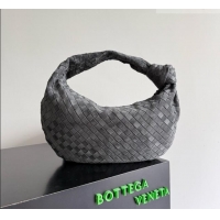Famous Brand Bottega Veneta Small Jodie Hobo Bag in Intrecciato Suede Leather 600261 Grey 2026