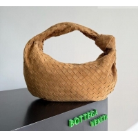 Best Quality Bottega Veneta Small Jodie Hobo Bag in Intrecciato Suede Leather 600261 Brown 2026