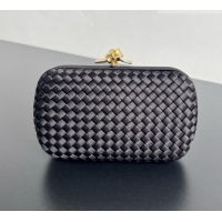 Best Grade Bottega Veneta Classic Knot Clutch in Intreccio Satin 876904 Black/Gold 2026