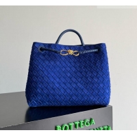 New Discount Bottega Veneta Medium Andiamo Bag in Intrecciato Suede BV082667 Blue 2026