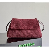 Well Crafted Bottega Veneta Giorno Shoulder Bag in Intrecciato Suede 857657 Burgundy 2026