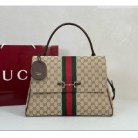 Unique Style Gucci Paparazzo Large Top Handle Bag in Sand and dark brown GG Canvas 875019 2026
