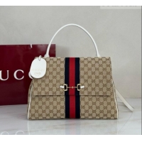 Top Design Gucci Paparazzo Large Top Handle Bag in Sand and dark brown GG Canvas 875019 White 2026
