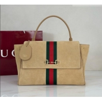 Traditional Discount Gucci Paparazzo Large Top Handle Bag in Light Brown Suede 875019 2026