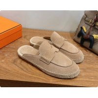 Best Quality Hermes Nil Espadrilles Mules in Camel Suede Calfskin H091550 2026