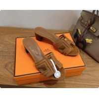 Best Grade Hermes Oasis Sandals in Suede & Mesh 4.5cm Heel H091560 Brown 2026