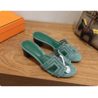 Duplicate Hermes Oasis Sandals in Suede & Mesh 4.5cm Heel H091561 Green 2026