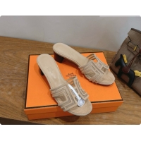 Popular Style Hermes Oasis Sandals in Suede & Mesh 4.5cm Heel H091562 Beige 2026