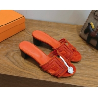 Good Looking Hermes Oasis Sandals in Suede & Mesh 4.5cm Heel H091563 Orange 2026