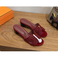 Buy Luxury Hermes Oasis Sandals in Suede & Mesh 4.5cm Heel H091564 Brugundy 2026
