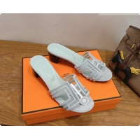 Cheap Price Hermes Oasis Sandals in Suede & Mesh 4.5cm Heel H091565 Light Grey 2026