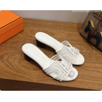 Good Product Hermes Oasis Sandals in Suede & Mesh 4.5cm Heel H091566 White 2026