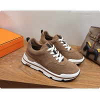 Buy Discount Hermes Men's Suede Sneakers H091577 Brown 2026