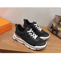 Charming Hermes Men's Suede Sneakers H091579 Black 2026