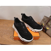 Best Price Hermes Men's Suede Sneakers H091580 Black 2026