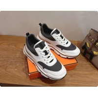 Top Design Hermes Men's Calfskin Sneakers H091606 White/Grey 2026
