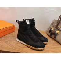 Good Quality Hermes Sneaker Boots in Suede & Fabic H091612 Black 2026