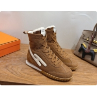 Classic Hot Hermes Sneaker Boots in Suede H091613 Brown 2026