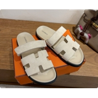 Good Product Hermes Chypre Flat Sandals in Suede H091618 Beige 2026