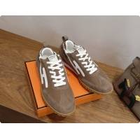 Discount Hermes Jet Sneaker in Suede & Fabric H091622 Brown 2026