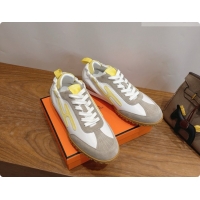 Luxurious Hermes Jet Sneaker in Suede & Calfskin H091623 White/Yellow 2026