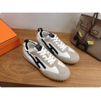 Low Cost Hermes Jet Sneaker in Suede & Calfskin H091626 White/Black 2026