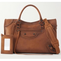 Most Popular Balenciaga Le City Large Original Leather Top Handle Bag 865762 Brown