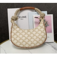 Promotional Celine Medium Strap Ava Bag with Rope in Triomphe Canvas and Calfskin 199588 White 2026