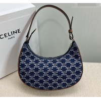 Cheapest Celine Ava Hobo Bag in Triomphe Denim 193953 Deep Blue 2026