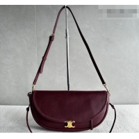 Best Price Celine Halfmoon Soft Triomphe Small Bag in Supple Shiny Lambskin 103778 Burgundy 2026