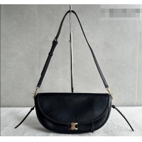 Top Design Celine Halfmoon Soft Triomphe Small Bag in Supple Shiny Lambskin 103778 Black 2026