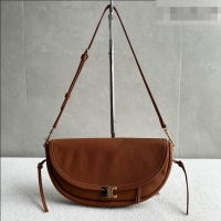 Well Crafted Celine Halfmoon Soft Triomphe Small Bag in Supple Shiny Lambskin 103778 Tan Brown 2026