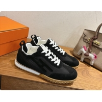 Top Quality Hermes Jet Sneaker in Suede & Fabric H091637 Black 2026
