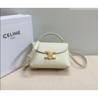 Luxury Discount Celine Teen Nino Bag in Grained Supple Calfskin 118113 White 2026