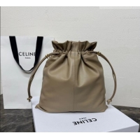 Buy Fashionable Celine Small Crystal Pouch Bag in Lambskin Leather 123662 Beige 2026