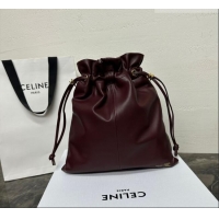 Top Design Celine Small Crystal Pouch Bag in Lambskin Leather 123662 Syrah Red 2026