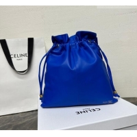 Best Quality Celine Small Crystal Pouch Bag in Lambskin Leather 123662 Ultra Blue 2026