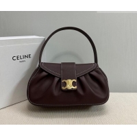 Famous Brand Celine Medium Polly Hobo Bag in Supple Calfskin 115633 Burgundy 2026