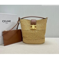 Top Grade Celine Medium Louise Bucket bag in Raffia Straw 116613 2026