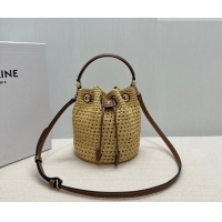 Promotional Celine Teen Clara Bucket Bag in Raffia Straw and Calfskin 122622 2026