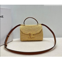 Original Cheap Celine Teen Nino Bag in Raffia Straw and Calfskin 118112 2026