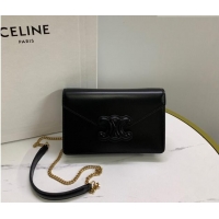 Traditional Discount Celine Triomphe Leather Chain Mini Bag 10J733 Black 2026