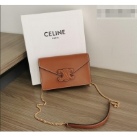Buy Cheap Celine Triomphe Leather Chain Mini Bag 10J733 Brown 2026