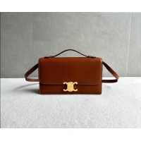Best Price Celine Triomphe Folio Medium Bag in Calfskin Leather 102382 Tan Brown 2026