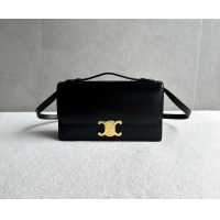 Grade Discount Celine Triomphe Folio Medium Bag in Calfskin Leather 102382 Black 2026