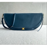 Well Crafted Celine Halfmoon Soft Triomphe Bag in Supple Shiny Lambskin 124142 Blue 2026