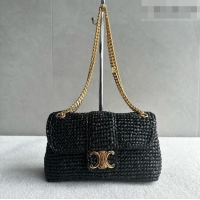 Best Price Discount Celine Teen Victoire Bag in Raffia 116593 Black 2026