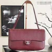 Inexpensive Chanel Small Maxi Flap Bag in Grained Calfskin AS6231 Burgundy/Silver 2026