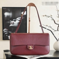 Good Discount Chanel Small Maxi Flap Bag in Grained Calfskin AS6231 Burgundy/Gold 2026